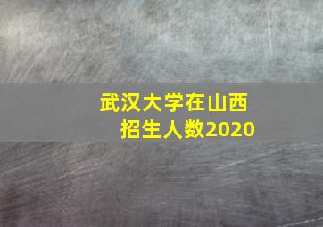 武汉大学在山西招生人数2020