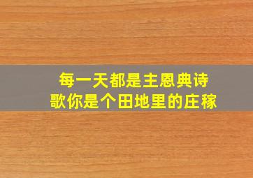 每一天都是主恩典诗歌你是个田地里的庄稼