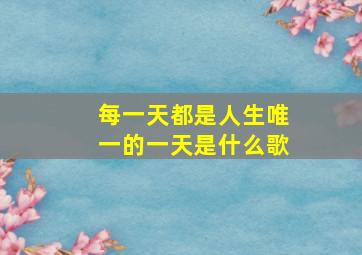 每一天都是人生唯一的一天是什么歌