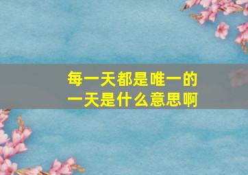 每一天都是唯一的一天是什么意思啊