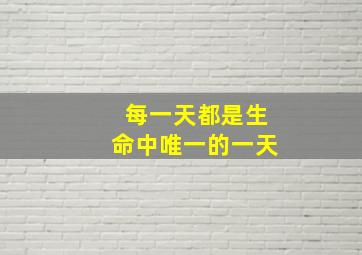 每一天都是生命中唯一的一天