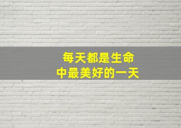 每天都是生命中最美好的一天