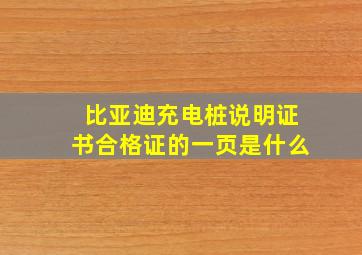 比亚迪充电桩说明证书合格证的一页是什么