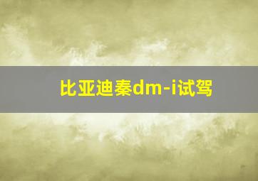 比亚迪秦dm-i试驾