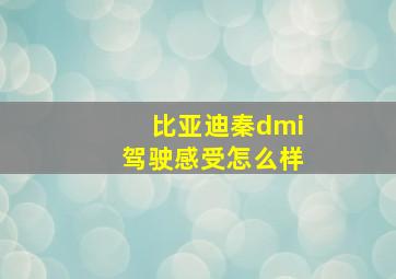 比亚迪秦dmi驾驶感受怎么样