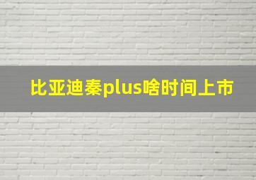 比亚迪秦plus啥时间上市