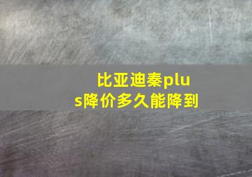 比亚迪秦plus降价多久能降到