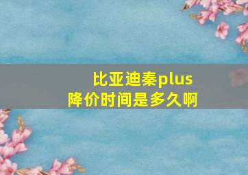 比亚迪秦plus降价时间是多久啊