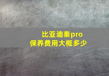 比亚迪秦pro保养费用大概多少