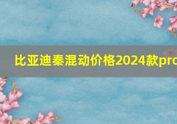 比亚迪秦混动价格2024款pro