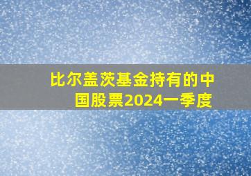 比尔盖茨基金持有的中国股票2024一季度