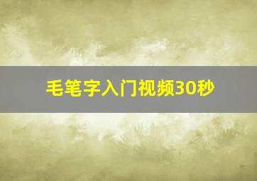 毛笔字入门视频30秒