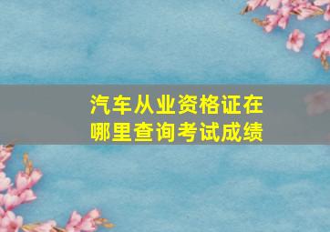 汽车从业资格证在哪里查询考试成绩