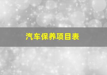 汽车保养项目表