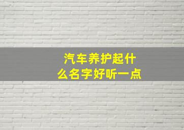 汽车养护起什么名字好听一点