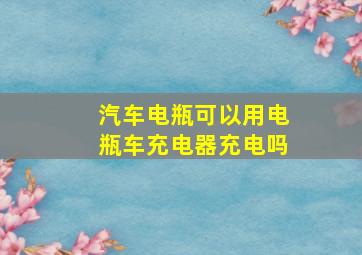 汽车电瓶可以用电瓶车充电器充电吗