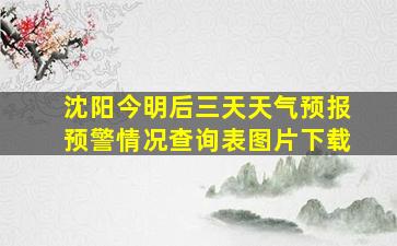 沈阳今明后三天天气预报预警情况查询表图片下载