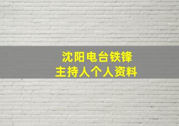 沈阳电台铁锋主持人个人资料