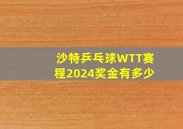 沙特乒乓球WTT赛程2024奖金有多少