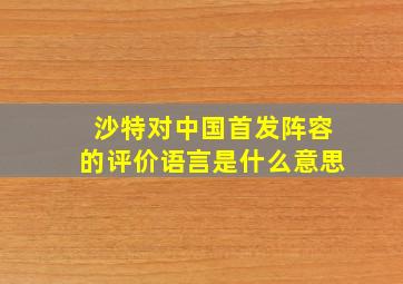 沙特对中国首发阵容的评价语言是什么意思