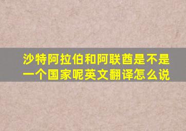 沙特阿拉伯和阿联酋是不是一个国家呢英文翻译怎么说