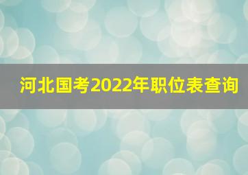 河北国考2022年职位表查询