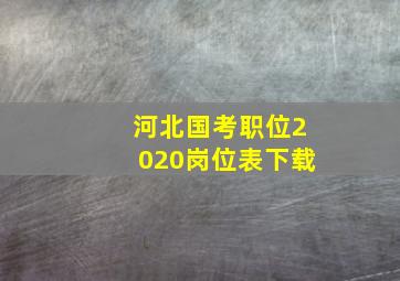 河北国考职位2020岗位表下载