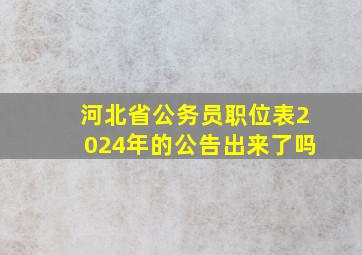 河北省公务员职位表2024年的公告出来了吗