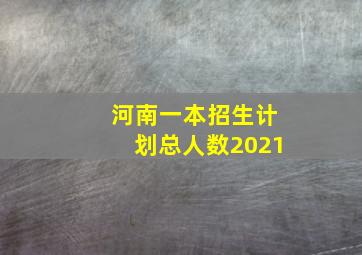 河南一本招生计划总人数2021