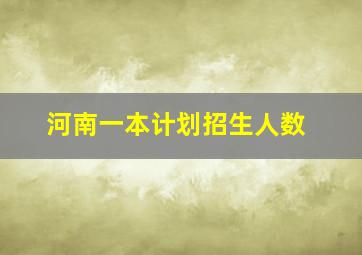 河南一本计划招生人数