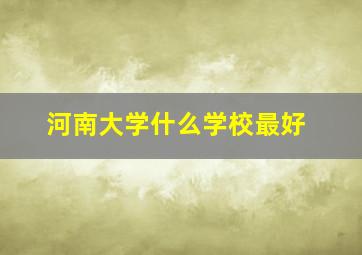 河南大学什么学校最好