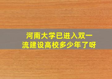 河南大学已进入双一流建设高校多少年了呀