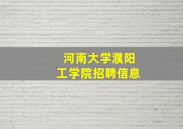 河南大学濮阳工学院招聘信息