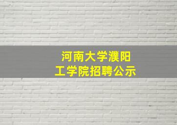 河南大学濮阳工学院招聘公示