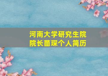 河南大学研究生院院长苗琛个人简历