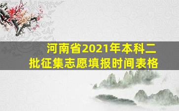 河南省2021年本科二批征集志愿填报时间表格