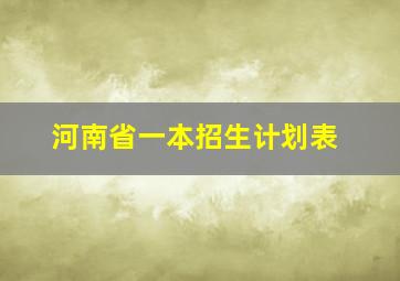 河南省一本招生计划表