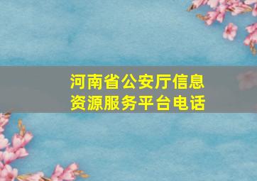 河南省公安厅信息资源服务平台电话