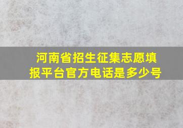 河南省招生征集志愿填报平台官方电话是多少号