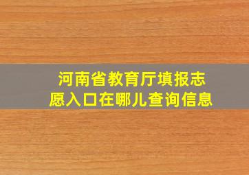 河南省教育厅填报志愿入口在哪儿查询信息