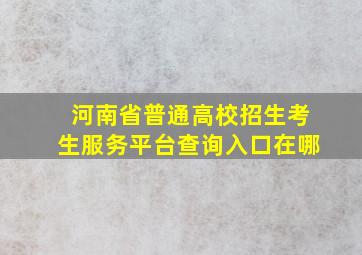 河南省普通高校招生考生服务平台查询入口在哪