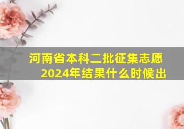 河南省本科二批征集志愿2024年结果什么时候出