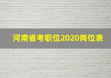 河南省考职位2020岗位表