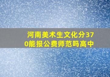 河南美术生文化分370能报公费师范吗高中