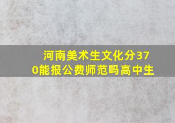 河南美术生文化分370能报公费师范吗高中生