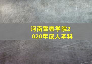 河南警察学院2020年成人本科