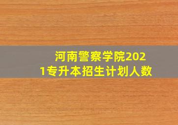 河南警察学院2021专升本招生计划人数