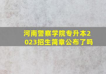 河南警察学院专升本2023招生简章公布了吗