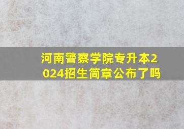 河南警察学院专升本2024招生简章公布了吗