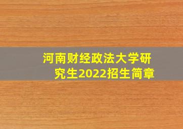 河南财经政法大学研究生2022招生简章